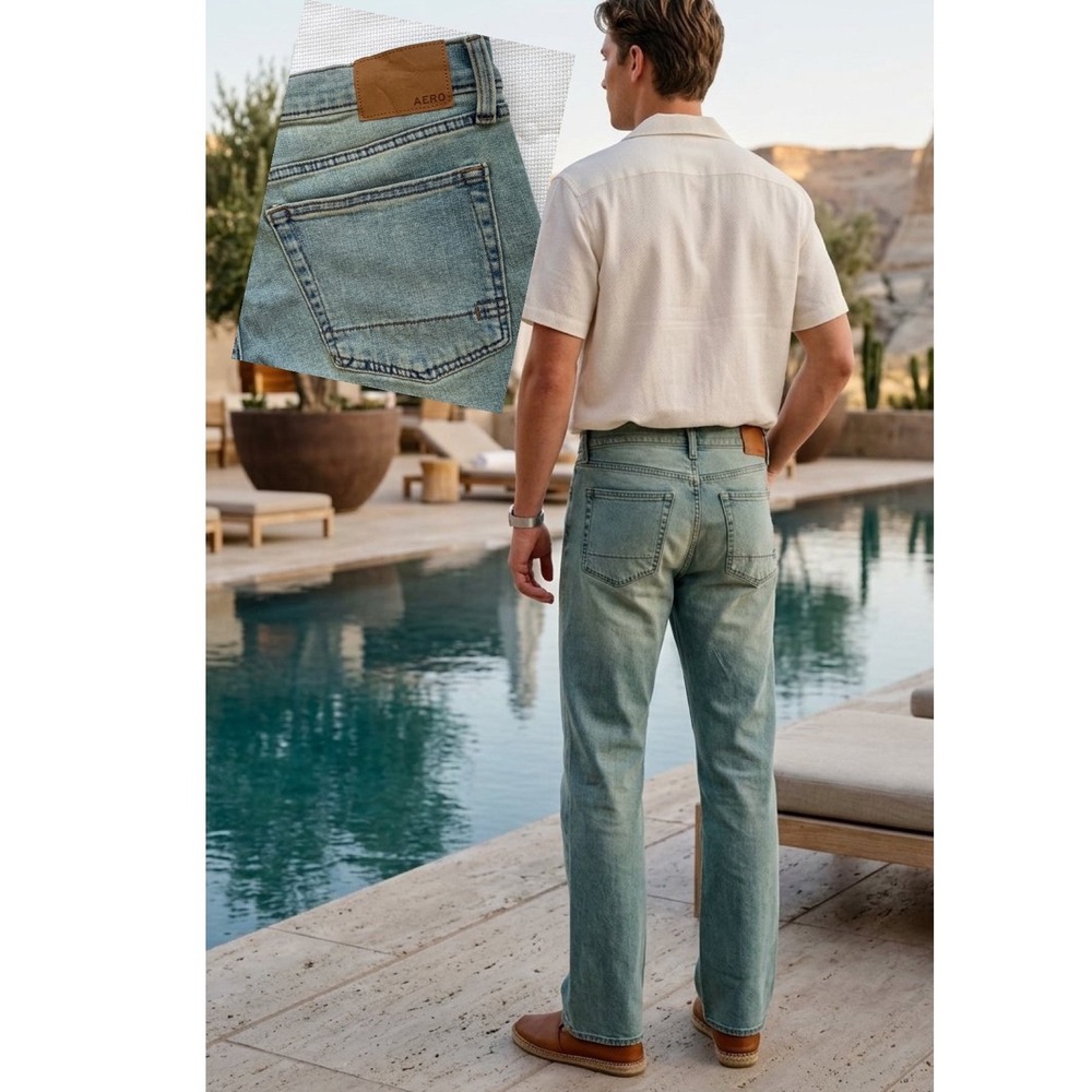 Aeropostale Mens Aero Premium Air Denim Bootcut Jeans Light Wash 32x30 NWT